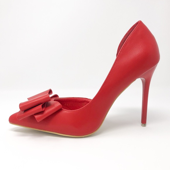 Red Bow Pointed Toe High Heels, Shoes, Stilettos - Picture 4 of 12